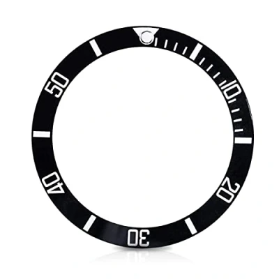 Image of Sonew Ceramic Watch Bezel Insert Numbers Markers Wristwatch Loop Replacement Classic Ring Wristband,4 Colors(Black)