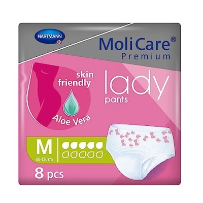 Image of MoliCare Premium Lady Pants, Discreet Usage for Bladder Weakness Specially Women, Aloe Vera, 5 Drops, Size M, Pack of 64