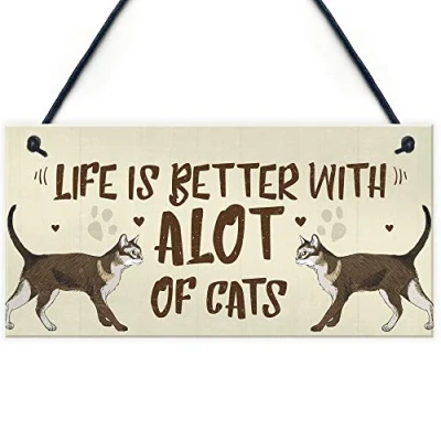 Image of RED OCEAN Alot Of Cats Sign Home Funny Crazy Cat Lady Lover Gift Hanging