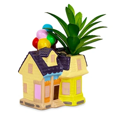 Image of Disney and Pixar Up House 5 Inch Ceramic Mini Planter with Artificial Succulent