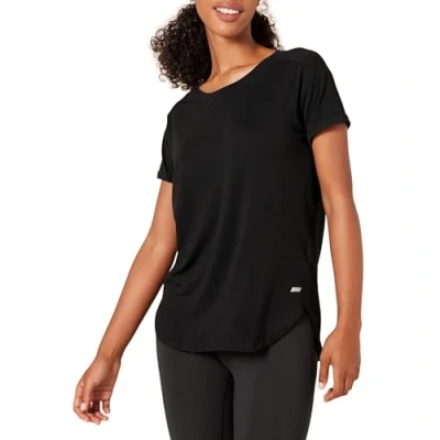 Image of Amazon Essentials Women&#039;s Studio Relaxed Fit Lightweight Crew Neck T Shirt (Available in Plus Size), Black, XS