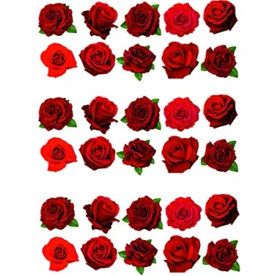 Image of 30 Beautiful Red Rose Flower Cake Toppers Edible Decorations Wafer Paper