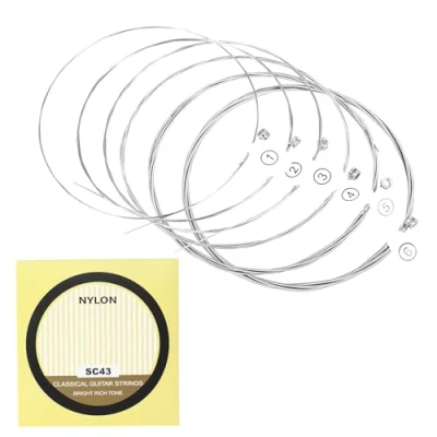 Image of ROYJJ Pack of 6 Acoustic Guitar Part Professional .028 .043 Strings Folk String Nylon Wound Set