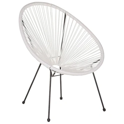 Image of Beliani Modern Accent Chair Round White PE Rattan Steel Living Room Acapulco II