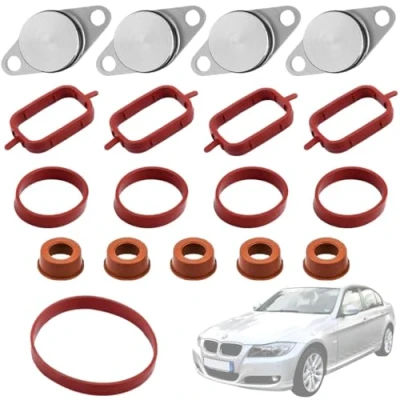 Image of Twowinds Set of 4X 0.86 (22mm) Swirl Flap Delete Kits with 14 Intake Manifold Gaskets for M47 Diesel Engines E90 E46 E39 E60 E61 E65 X3 X5