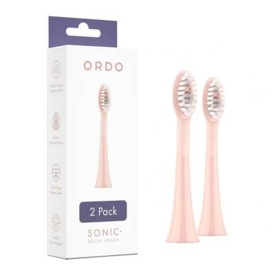 Image of Ordo Replacement Sonic Electric Toothbrush Heads for Teeth Cleaning Plaque Removal Silicone Polishing Deep Clean Bristles Adults Pack of 2 Rose