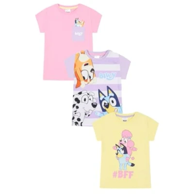 Image of Bluey 3 Pack Girls T Shirts Kids Multipack (5 6 Years) Pink