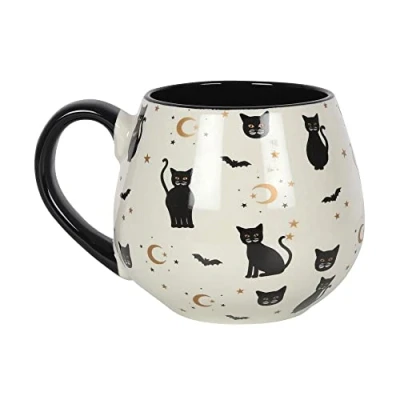 Image of Something Different CT_02322 Rounded Mug Gothicat H9.5cm x W8cm D8cm Pack of 1, white and black