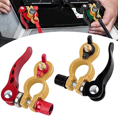 Image of 1 Pair Battery Terminals Quick Release Terminal Connectors Positive and Negative Pole Clamps 12V/24V with Wing Nuts for Cars, Trucks, Boats, RV Motorbike Caravans