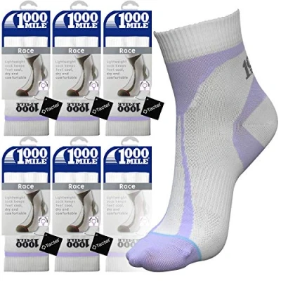 Image of 1000 Mile 6 Pair, Womens Fitness Sports Gym Workout Trainer Socks White, Small UK3 5.5