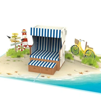 Image of papercrush® Pop Up Card Beach Chair 3D Birthday for Holidays by the Sea, Great Money Gift Holidays, Travel to North Sylt &amp; Baltic Voucher Holiday