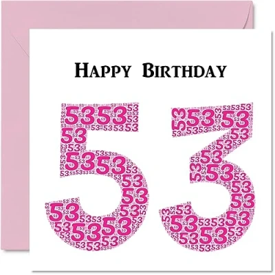 Image of Fun 53rd Birthday Cards for Woman Shapecloud Happy Card Dad Mum Grandad Nanny Grandma Uncle Auntie Cousin Friend, 145mm x Greeting Cards,