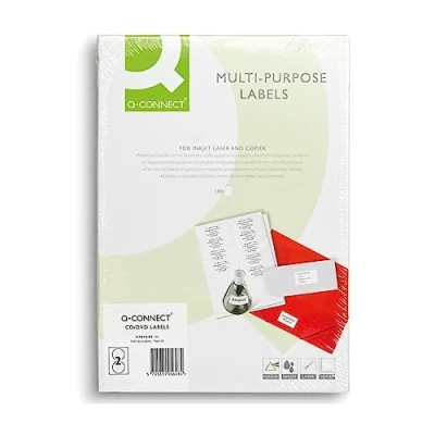 Image of Q Connect Full Face CD/DVD Labels 117mm Diameter x50 2 Per Sheet White (Pack of 100) KF05608