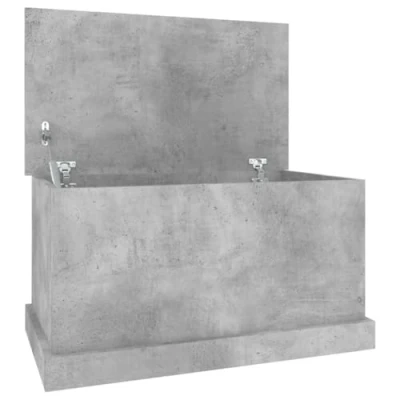 Image of vidaXL Storage Box with Lid 70x40x38 cm Engineered Wood Concrete Grey Multi purpose Solution Perfect for Living Room or Bedroom.