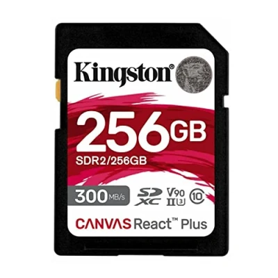 Image of Kingston Canvas React Plus 256GB SDXC Memory Card UHS II 300R/260W U3 V90 for Full HD/4K/8K SDR2/256GB