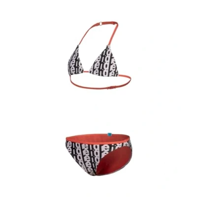 Image of Arena Girls Monogram Triangle Bikini Two Pieces, White Multi Calypso Coral, 62 EU
