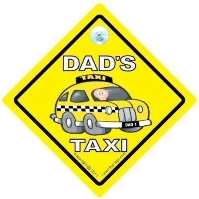 Image of Dad&#039;s Taxi Car Sign, Taxi, Dads Daddy&#039;s Baby on Board Board, Decal, Bumper Sticker, Dad Sign