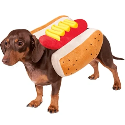 Image of Rubie&#039;s unisex adult Party Supplies Official Rubie s Hot Dog Food Pet Costume Size Medium, Dog, M UK Halloween