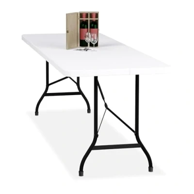 Image of Relaxdays Garden Table, White, 75 x 220 68 cm