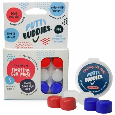 Image of 3 pair Pack of PUTTY BUDDIES Floating Formula Soft Silicone Ear Plugs for Swimming/ Bathing