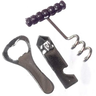 Image of Melody Jane Dolls House Miniature 1:12 Scale Pub Accessory Set Bar Tools Can Bottle Openers