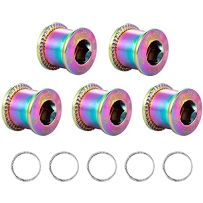 Image of Chooee Single/Double Bike Chainring Bolts, M8 Bicycle Chain Ring Bolts and Nuts For MTB/Mountain Bike/Road Rainbow