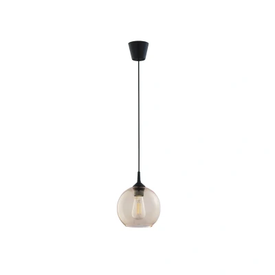 Image of Cubus 18cm Dome Pendant Ceiling Light Black, Amber Glass 1xE27