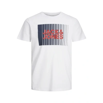 Image of Jack &amp; Jones Junior Jjecorp LOGO PLAY O NECK Print Tshirt for kids, Size: 14y, White