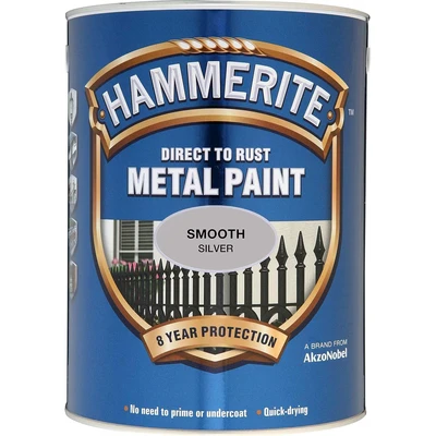 Image of Hammerite 5084898 Direct to Rust Metal Paint 5 L Smooth Silver