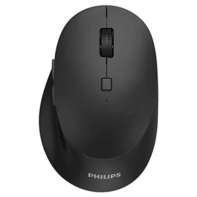 Image of PHILIPS SPK7607B Multi Device Wireless Mouse, 2.4GHz, USB Receiver, Bluetooth, Ergonomic Shape (Right Handed Users), Silent Click, Adjustable DPI (800 to 3200 DPI), Smart Power Saving Function, Black