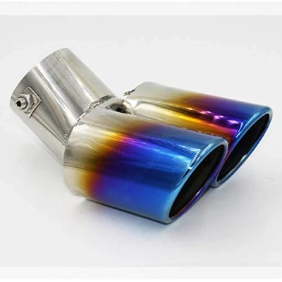 Image of 62mm Exhaust Tips Muffler Stainless Steel Car Tail Pipe Double Oblique Outlet End Paint Blue
