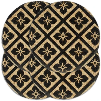 Image of vidaXL Placemats 4 pcs Black 38 cm Round Jute