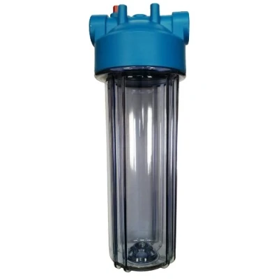 Image of 10&quot; Water Filter Housing, 3/4&quot; BSP Brass Ports with PRV, Standard size (Clear Bowl)