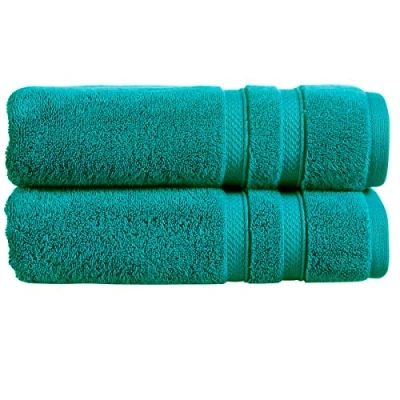 Image of Christy Chroma Bath Sheet Towels Set of 2 Highly Absorbent Heavyweight 675GSM Bold and Bright Soft Velvety Smooth Bathroom Shower 100% Cotton Sustainably Made Vivid Teal