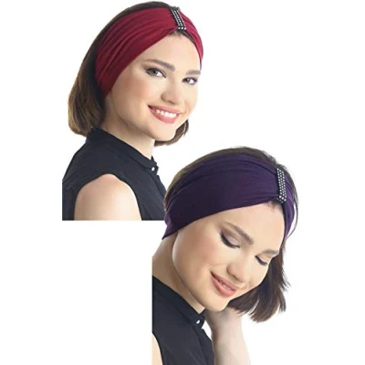 Image of Deresina Women Crystal Detail Headband for Hair Loss (Burgundy Mulberry)