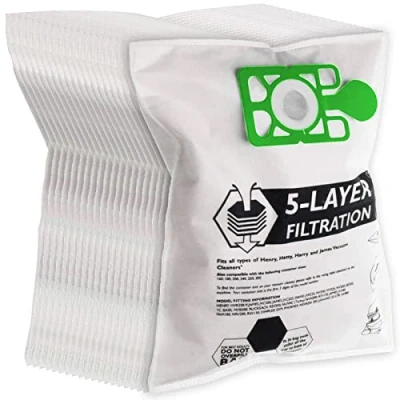 Image of SPARES2GO Cloth Hoover Bags compatible with Numatic Henry Hetty Vacuum Cleaners (Pack of 20)