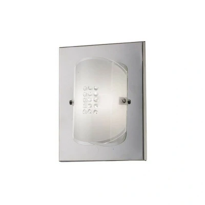 Image of Starlis Flush Wall Lamp Switched 1 Light Polished Chrome, Glass, Crystal