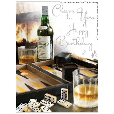 Image of Male Birthday Card Cheers To You Silver Embossed