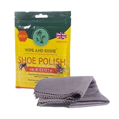 Image of Kaps Wipe and Shine Shoe Polish Cloth, Quick Polishing Cloth for Shoes Boots, 100% Cotton with Natural Beeswax Exceptional Shine, Made in UK