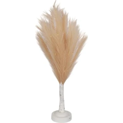Image of SHATCHI 70cm Champagne Feather Tree Table Lamp Warm White LEDs Lighted Pampas Battery Operated Decorative Night Light for Christmas, Home, Events, Holiday Decorations