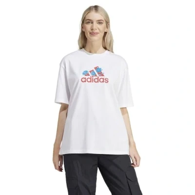 Image of adidas Sportswear Print Tshirt, Women&#039;s, Size: Medium, White