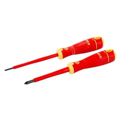 Image of Bahco B220.002 &quot;Fit&quot; Slotted 3.0/Ph1 Insulated Screwdriver Set, Multi Colour
