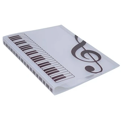Image of A4 Size Music Sheet File Folder Documents Holder Storage 40 Pockets (G Clef White)