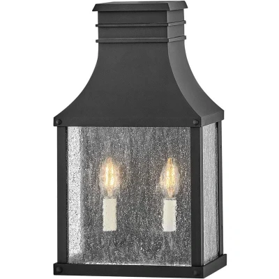 Image of Beacon Hill 2 Light Half Outdoor Wall Lantern Museum Black IP44