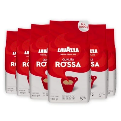 Image of Lavazza Qualita Rossa Coffee Beans, Pack of 6, 6 x 1000g