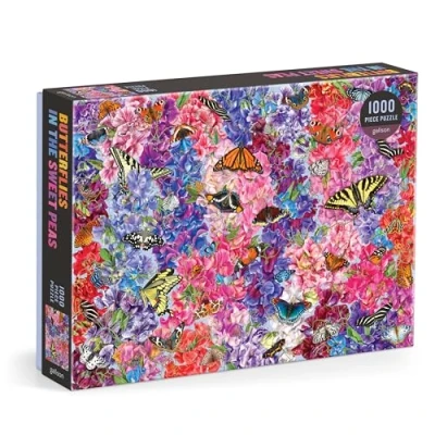 Image of Galison 9780735383357, Troy Litten Butterflies In the Sweet Peas 1000 Piece Puzzle