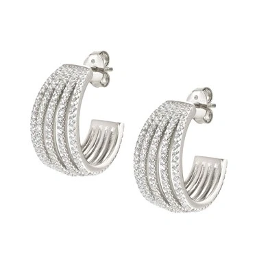 Image of Nomination Lovelight Silver Crystal Hoop Earrings