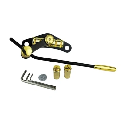 Image of Guyker Tune O Matic Style Electric Guitar Bridge Stop Bar Tailpiece Tremolo Compatible with LP SG Guitars TM85 Black + Gold