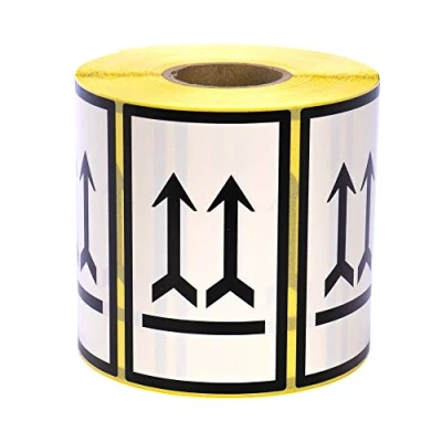 Image of MDlabels Warning Labels on Roll 100 x 60 mm 1000 Pieces Double Arrow Side Up
