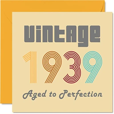 Image of 85th Birthday Cards for Men Women Vintage 1939 Aged To Perfection 85 Card Funny Her Him, 145mm x Best Friend Greeting Great Grandad Grandma Granny Nanny Nan